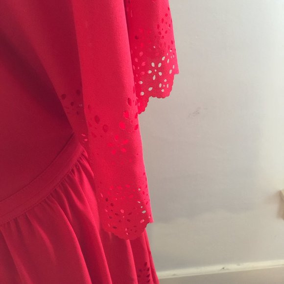 Sugarlips Red Dress Size L NWT with Perforated Details at Sleeves and Hem - Picture 8 of 9